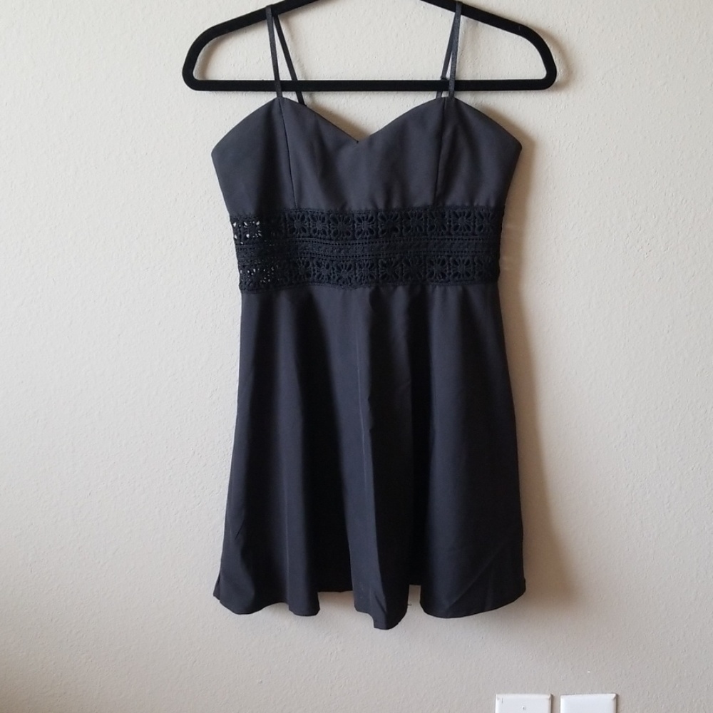 Little black dress lace satin sweetheart skater